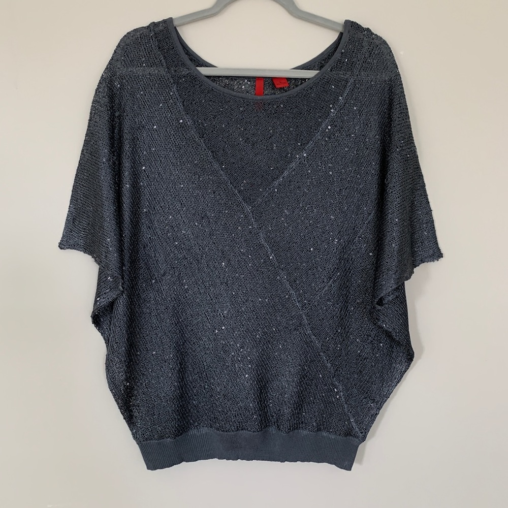 5/48 Sequined Bat Wing Sweater Size L
